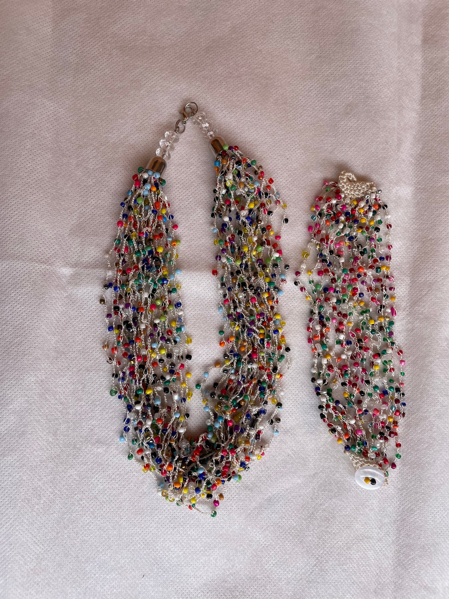 Beaded Necklace and Bracelet Set