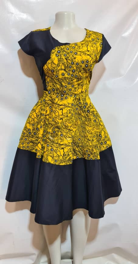 Womens Kitenge, African Print Midi Length, Ankara Dresses, Modest Church Dress