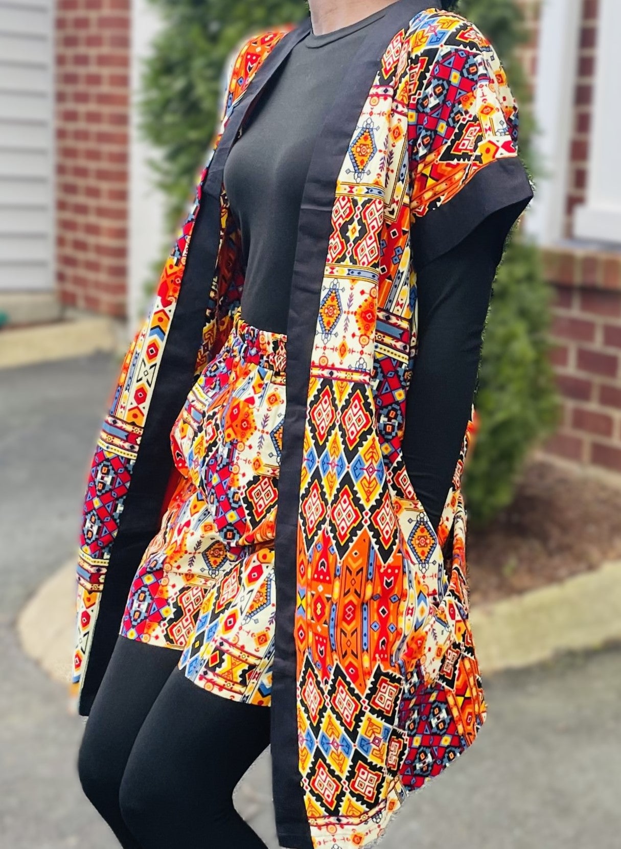 African Print 2 Piece Shorts Set, Kitenge Kimono/ThrowOn Robe and Shorts, Ankara Kimono and Shorts Sets