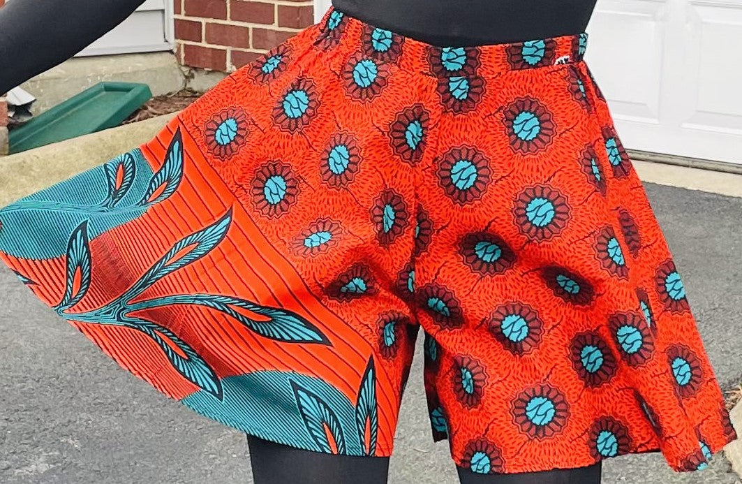 African Print Shorts, Colorful Wrap Kitenge Shorts