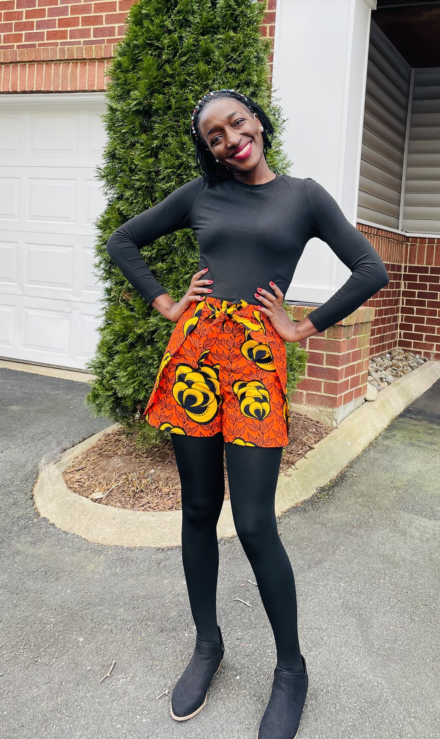 African Print Shorts, Colorful Wrap Kitenge Shorts