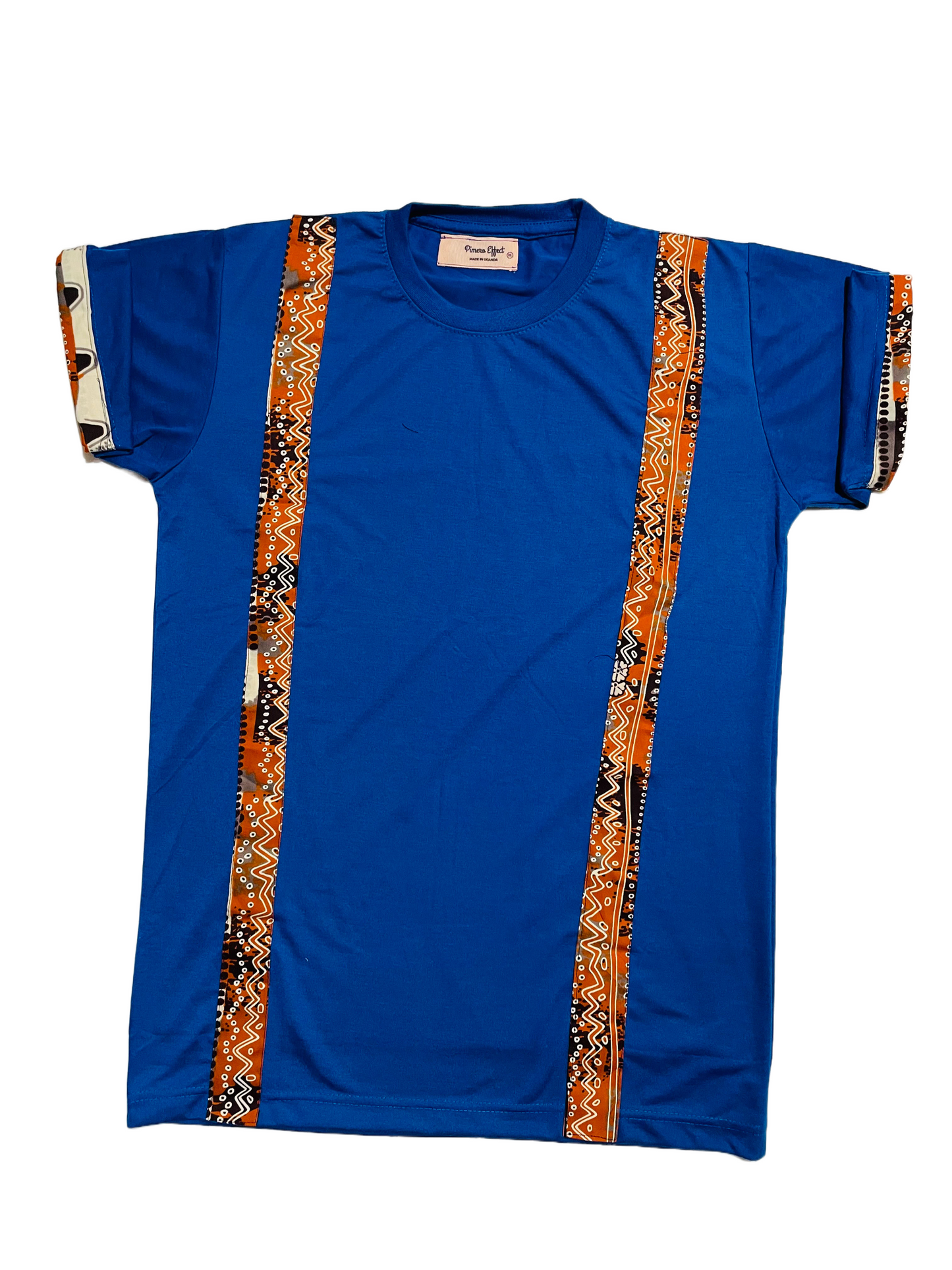 African Print Crew Neck T-shirt - Blue