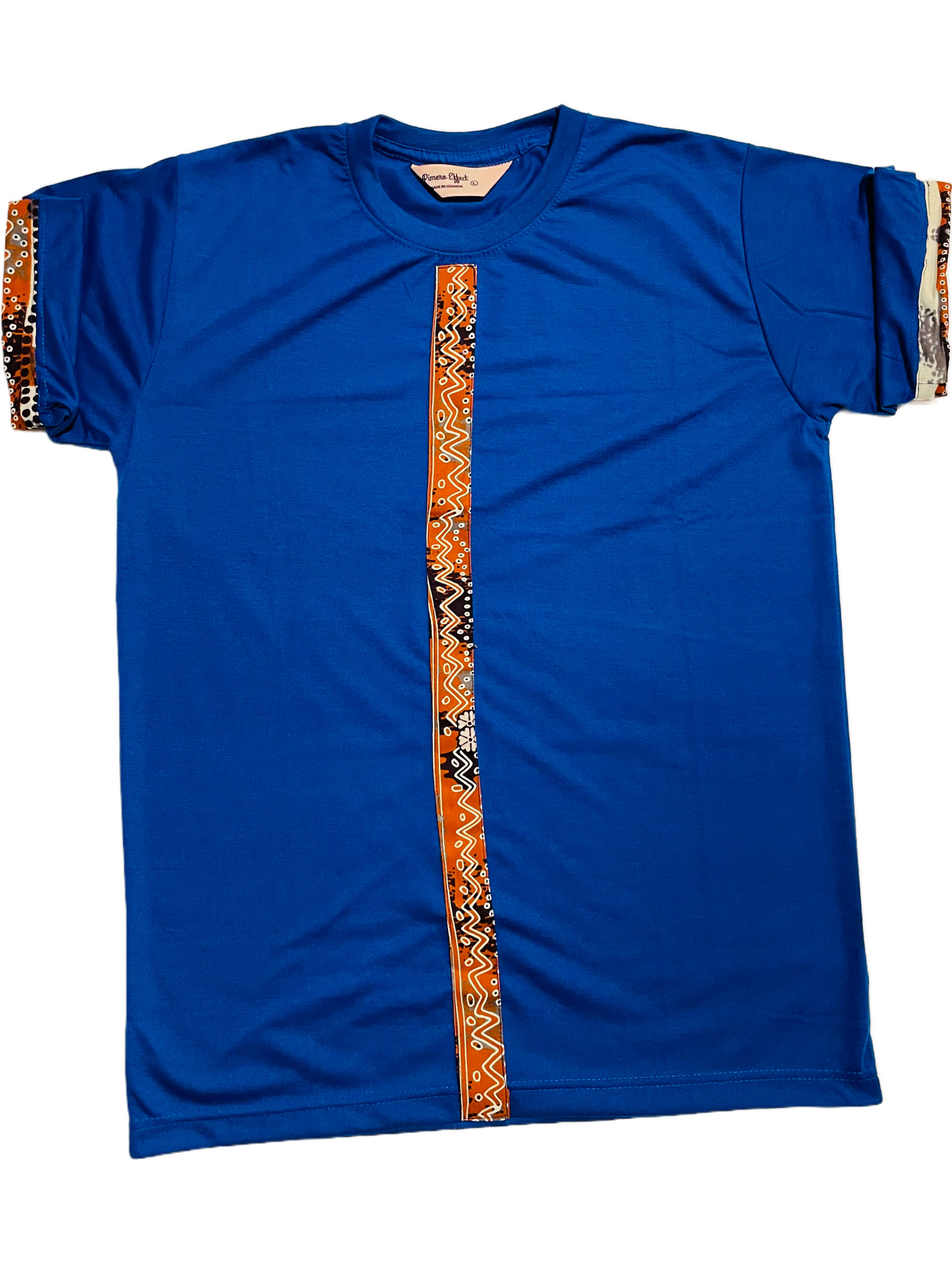 African Print Crew Neck T-shirt - Blue