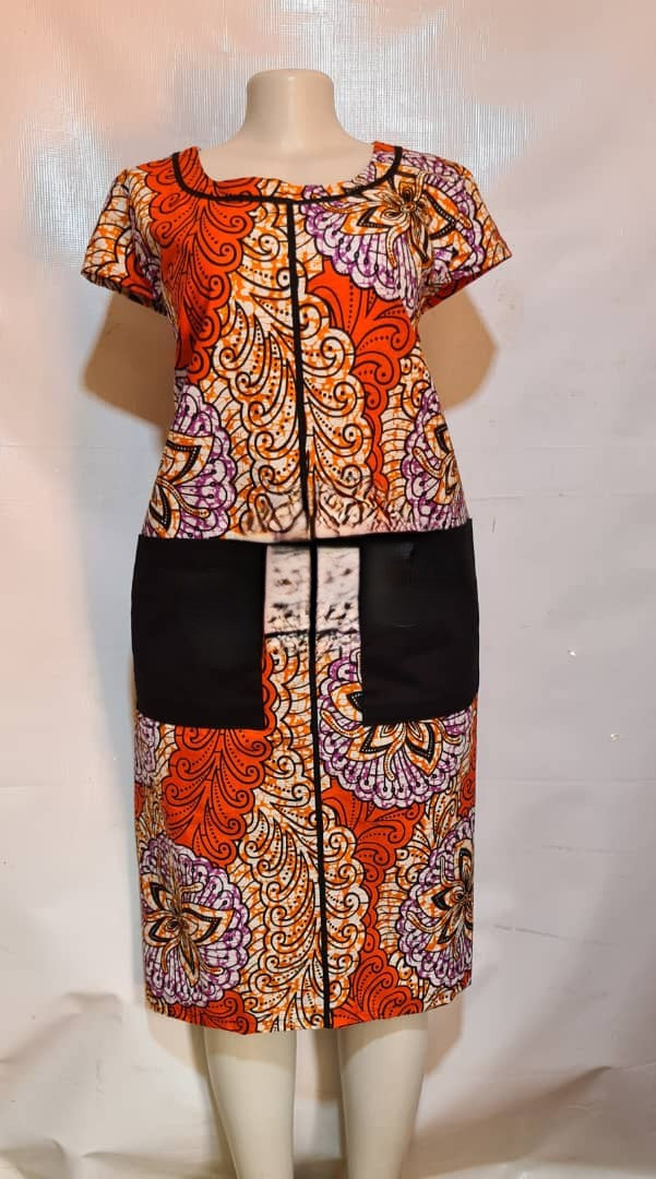 Womens Kitenge, African Print Midi Length, Ankara Dresses, Modest Church Dress