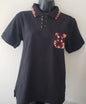 African Print Polo T-Shirt- Black