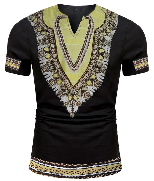 Men's Short-Sleeve African Print Dashiki T-Shirt