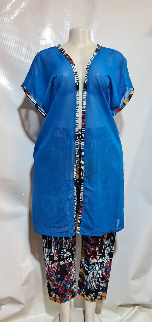 Kitenge, African Print Chiffon Kimono & Pant Set