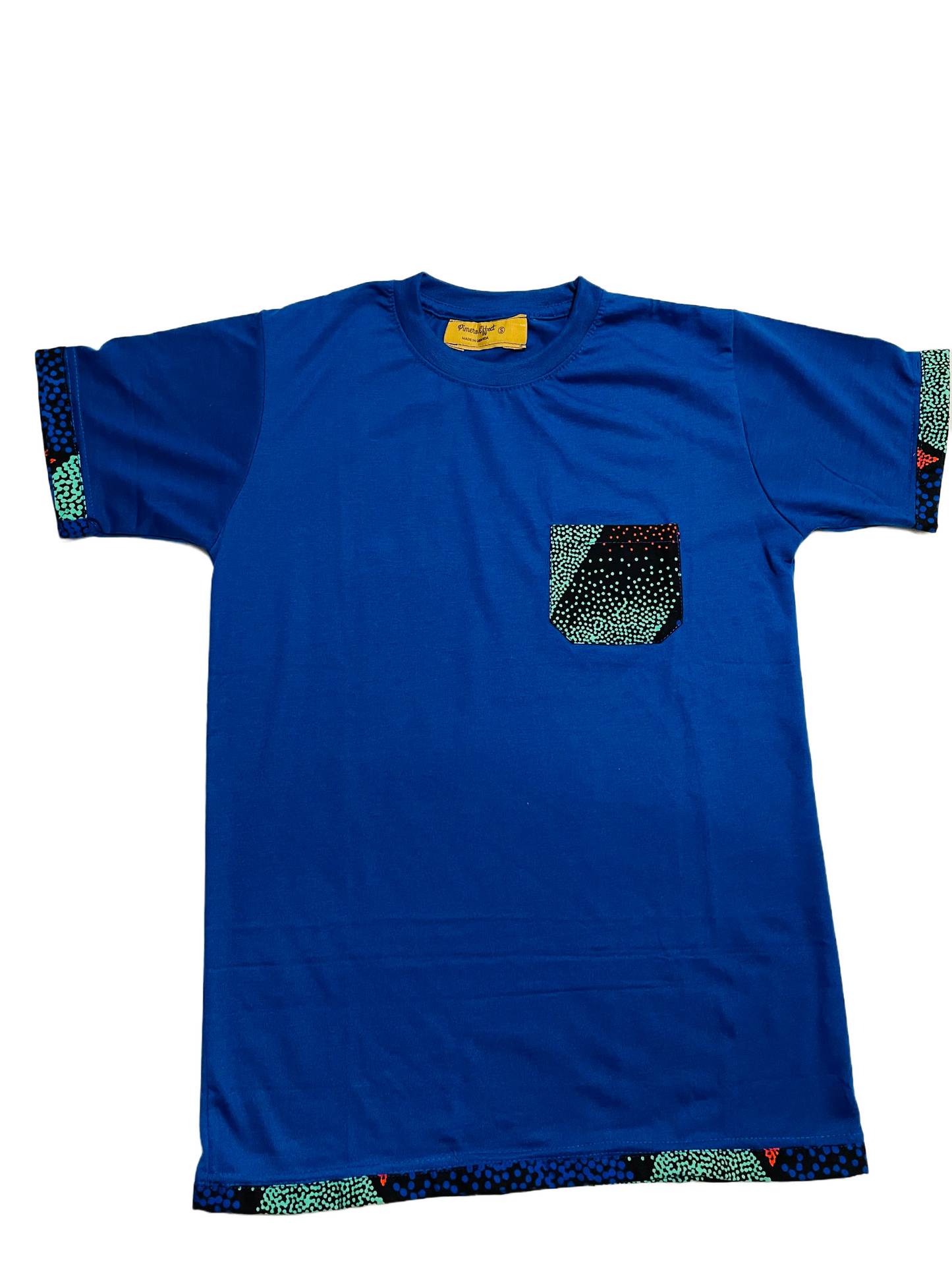 African Print Crew Neck T-shirt - Blue