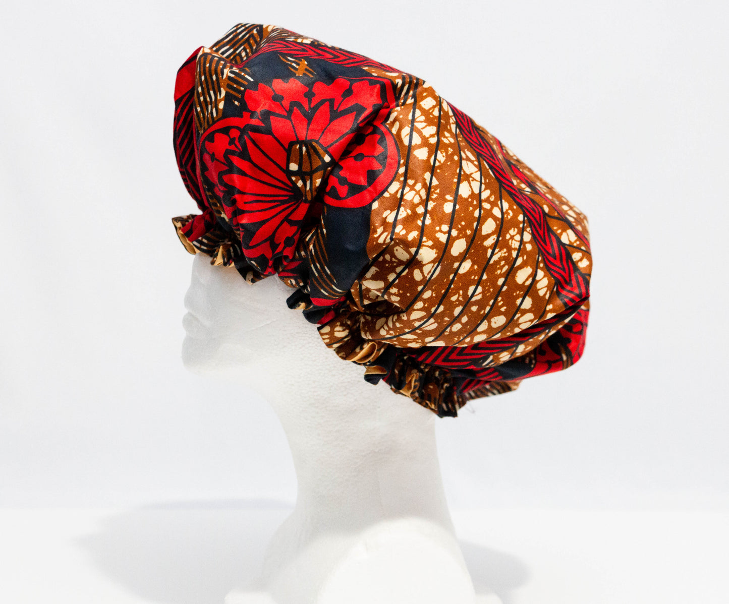 Double-layered African Print and Satin Bonnets