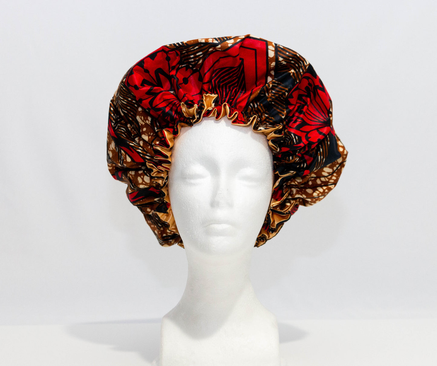 Double-layered African Print and Satin Bonnets