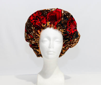 Double-layered African Print and Satin Bonnets