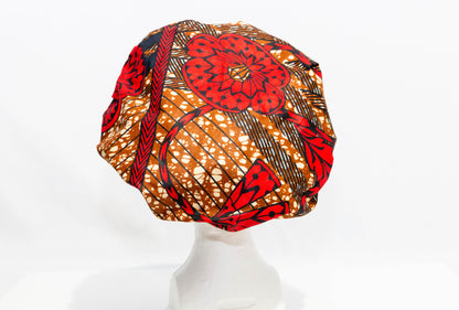 Double-layered African Print and Satin Bonnets