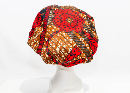 Double-layered African Print and Satin Bonnets