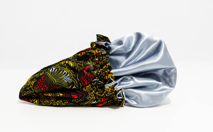 Double-layered African Print and Satin Bonnets